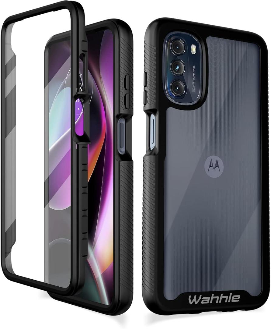 wahhle Case Phone Cover Compatible with Moto G 5G 2022 for G 5G 2022 Black/Clear | Built in Screen Protector, Full Body, Shockproof, Slim Fit, Bumper, Protective