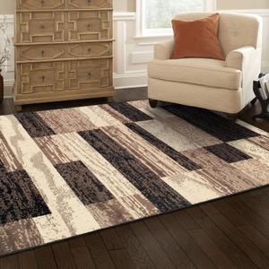 BNM Indoor Small Area Rug, Jute Backing, Modern Geometric, Perfect for Living Room, Dining Room, Bedroom, Hardwood Floors, Office, Dorm, Entryway, Patchwork Color Block, 8' x 10', Chocolate