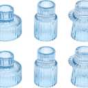 Vixdonos Glass Candlestick Holders Tealight Candle Holders for Table Centerpieces, Wedding Decor and Dinner Party (6 Pcs, Light Blue)