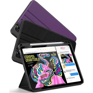 TORRAS for iPad Air 11 inch Case M2 2024, iPad Air 6th/ 5th / 4th Generation Case with Pencil Holder, Auto Sleep/Wake, Protective Leather Stand Cover, Black