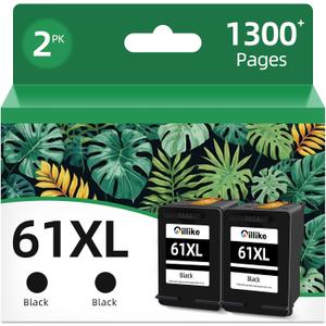 61 Black Ink Cartridge Replacement for HP 61 Ink for HP Ink 61 XL HP61 HP61XL Work with Envy 4500 5530 4502 4501 5535 Officejet 4630 4635 4632 Deskjet 1510 1512 1000 1010 3510 3050 2540 2542 Printer