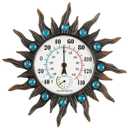 Outdoor Thermometer with Hygrometer, Retro Sun Wall-Mounted Outdoor Thermometers Waterproof Decorative for Patio, Garden, Yard, Room, Large Number Easy to Read No Batteries Required