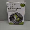 Dish Drying Rack in Sink, Over The Sink Colander Strainer Basket, Stainless Steel Strainer Basket with Expandable Rubber Grip Handles for Vegetables, Fruits, Home Kitchen Essentials, Black