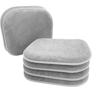 PAGGED Silver Grey Foam Seat Cushions Kitchen Chairs Pads for Dining Chairs 6 Pack Non Slip Patio Seat Cushions Washable U Shaped Soft Thick Large Metal Wooden Chair Cushions, 17" x 15"