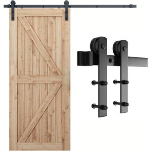 SMARTSTANDARD 7ft Barn Door Hardware Kit, Sliding Door Hardware, Black, Fit 42" Wide Door Panel