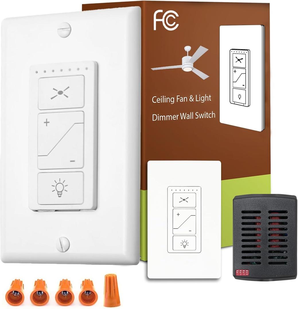 Fan Remote Control Kit, Small Size Receiver Ceiling Fan Remote Control Control for Hunter/Harbor Breeze/Westinghouse/Honeywell/Other Ceiling Fan MINI Black