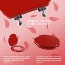 Red Round Toilet Seat Natural Wood Toilet Seat with Zinc Alloy Hinges, Easy to Install also Easy to Clean, Scratch Resistant Toilet Seat by Angol Shiold (Round, Red)