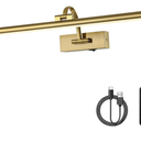 Wireless Picture Lights with Remote and Timer Rechargeable Brass Gallery Lighting Battery Operated Art Lights Over Frame Portrait 5W 24'' Inch Warm White