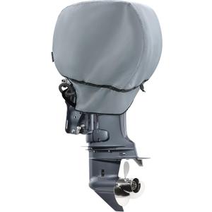 Waterproof Outboard Motor Cover 600D Fade Resistant Boat Engine Hood Cowling Cover Fits Motor up to 25 HP, Grey