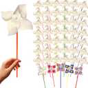 4E's Novelty 24 Pack DIY Pinwheels Craft for Kids, Bulk Summer Pinwheel Craft Kit, Color Your Own Paper Windmill for Pinwheels for Kids Bulk Spring Craft for Kids Easter Art Games