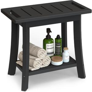 HDPS Waterproof Shower Bench for Inside Shower, Shower Stool, Black, Medium 19x10x18 Inch