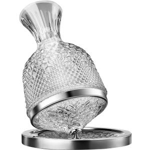 Spinning Decanter, Thickened Glass Crystal Decanter, 360 Rotation, Quick Sobering Up, Essential Accessories, Ideal Gift For Liquor Collectors And Enthusiasts (Silver)