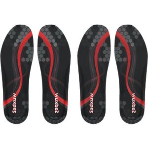 Pair of 2 Memory Foam Insoles for Women and Men - Cut to Insoles, Cushioning Comfort Soft Insole for Sports Shoes, Sneakers, Walking Boots, Work Shoes Replacement Shoe Inserts, Black Women