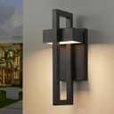 tewei LED Outdoor Wall Sconce Modern Exterior Lighting Fixtures, Matte Black Outdoor Front Porch Lights LED Outside Wall Mount Lights for House, Hallway, Warm White 3000K, 1 Pack (Black - No Sensor)
