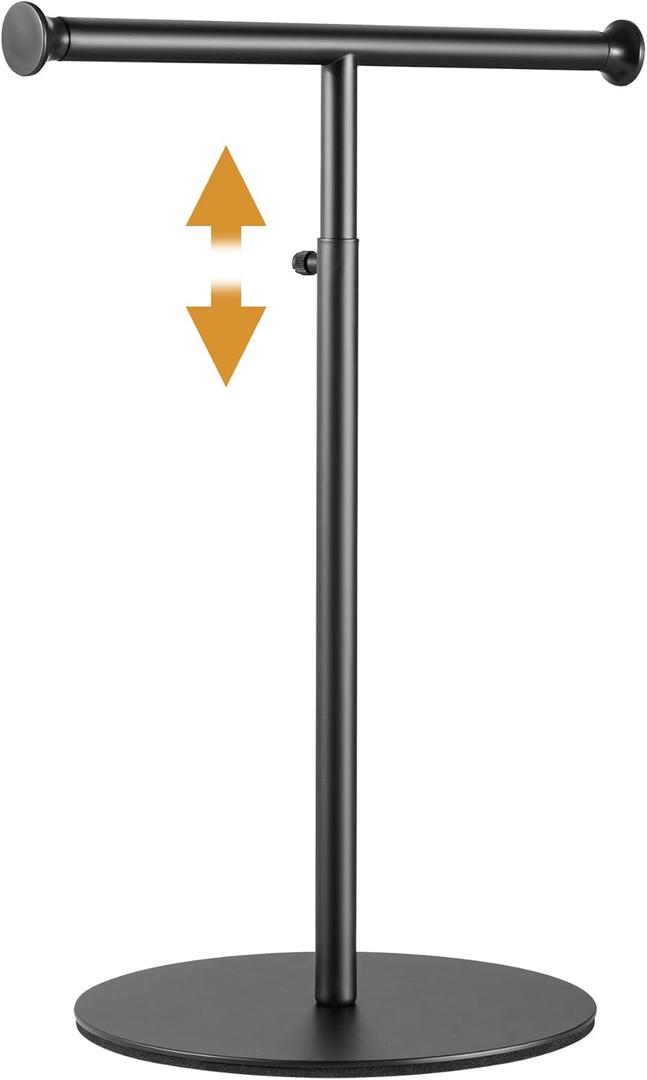 niffgaff T Bar Purse Display Stand Tabletop: Adjustable Height Handbag Holder, Countertop Hanging Rack for Long Necklace Scarf Lanyard, Black