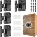 Glass Cabinet Door Hinges, 304 Stainless Steel, Hydraulic Soft Close, Magnetic Latch,Door Hinge for 4-9mm Thickness, Durable (4PCS-Glass Door Hinges-Black)