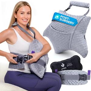 Zomaple Recovery Hysterectomy Pillow with Strap, Gel Pack & Lumbar Support Post Abdominal Surgery Must Haves Ideal for C-Section, Laparoscopic & Hernia Healing Comfort