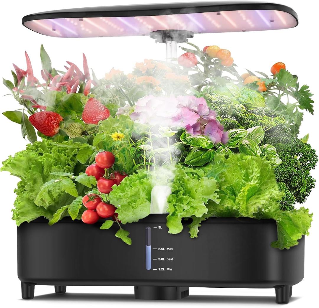 Sondiko Hydroponics Growing System Kit with Atomization Technology, Indoor Garden kit with 48W LED Grow Light, Quiet Water Pump, Automatic Timer, Height Adjustable, 5L Large Tank Plant Germination Kit (Lagre)