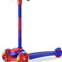 3 Wheel Scooter for Kids, Smooth Light Up LED Front Wheels, Wide Anti Slip Deck, Rear Foot Brake, Easy Lean to Steer Maneuvering, Indoor & Outdoor Ride On Toys for Ages 2 Up (Dark Blue)