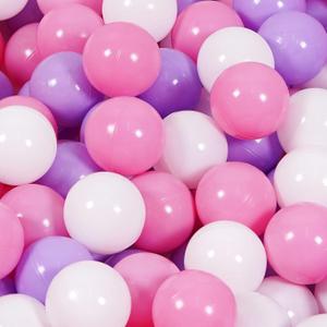 TRENDBOX Ball Pit Balls 100 - Macaron Colors Balls for Ball Pit, Play Tent Baby Playhouse Pool Birthday Party Decoration (E-Pink, Purple&White)