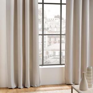 Curtain With Eyelets, 140 x 240 Cm, Occult, Plain Blackout, Beige by DOUCEUR D'INTERIEUR