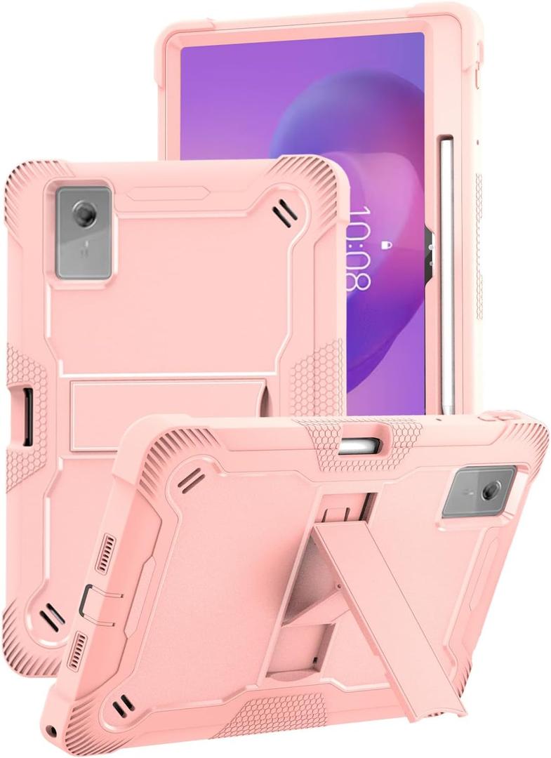 for Lenovo Idea Tab Plus/Tab K1212.1 Inch Android Tablet Protective case,Shockproof Lightweight Silicone Protective Cover with Stand,Child-Friendly Protection,Easy to Clean Design,Pink (FEN)