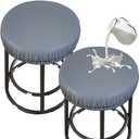 Stretch PU Round Bar Stool Covers, Waterproof Seat Covers, Washable Cushion Slipcovers With Elastic Bands for 12-17 Inch Chair (2Pcs, Gray) (Grey)