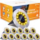 Biling Solar Outdoor Lights 12 Packs, Bright 12 LEDs Solar Ground Lights Waterproof, Flat Pathway Lights Solar Powered for Yard Walkway Garden Driveway (Warm White)