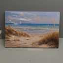 Canvas Wall Art Framed Seascape Coastal Nautical Ocean Sailboat Wave Beach Scene Vibrant Textured Impressionist Modern Contemporary Vintage Wall Decor for Living Room Office Serene Decor 16x24 Inches (landscape)