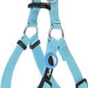 PUPTECK No Pull Dog Harness Soft Adjustable Basic Nylon Step in Puppy Vest Outdoor Walking with ID Tag and A-ir Tag Case, Sky Blue, M (Light Blue(Holder Bundle))