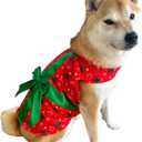 ComfyCamper Dog Gift Christmas Costume - Xmas Present Santa Claus Elf Holiday Outfit Clothes Shirt Accessories, L (Red)