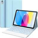 CHESONA for iPad 10th Generation Case with Keyboard, 7 Color Backlight, Multi-Touch Trackpad, Flip Stand Case with Pencil Holder, 2 Wireless Channels for iPad (A16) 11th/10th Gen (2025/2022), Blue