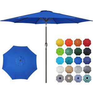 Blissun 10FT Patio Umbrella, Outdoor Table Umbrella, Yard Umbrella, Market Umbrella with 8 Sturdy Ribs, Push Button Tilt and Crank, Royal Blue