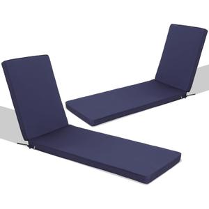 Chaise Lounge Cushions Outdoor Set of 2 Lounge Chair Cushions for Outdoor Furniture Waterproof Lounge Patio Replacement Cushion for Patio Lawn Pool 74.522 Inch (Navy Blue)