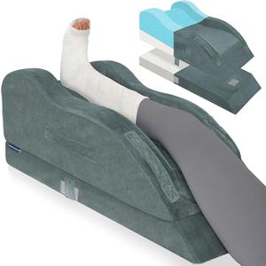 KingPavonini Adjustable Leg Elevation Pillows for After Surgery, Ergonomic Curve Keeps Knee Straight, Memory Foam Leg Pillow Elevation for Blood Circulation, Swelling and Pain Relief (Single Leg)