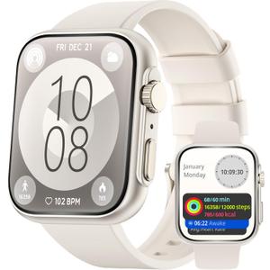 Smart Watch for Men Women, Bluetooth Call, 120+Sports Modes Fitness Tracker, Sleep Tracking, Step & Calorie Counter, IP68 Water Resistant Smartwatchs for Android iPhone, lightweight Casual Beige