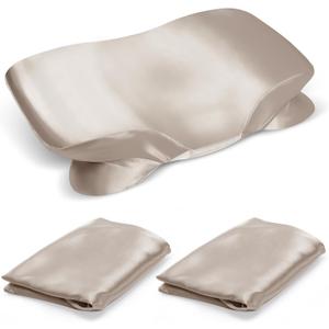 2 Pack Satin Pillowcase for Zelimun Cervical Pillow, Contour Pillow Case Cover, Soft and Smooth Pillowcase Cover with Zipper (Champange)