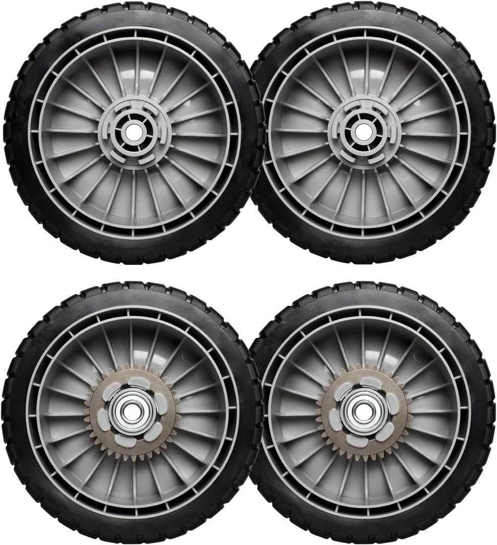 8" Replacement Lawn Mower Wheel Kit (2X Front Drive Wheel 44710-VL0-L02ZB + 2X Rear Wheel 42710-VE2-M02ZE) for Honda 44710-VG3-000 44710-VG3-010 42710-VG3-B00 42710-VE2-M00ZE Walk Behind Lawn Mower