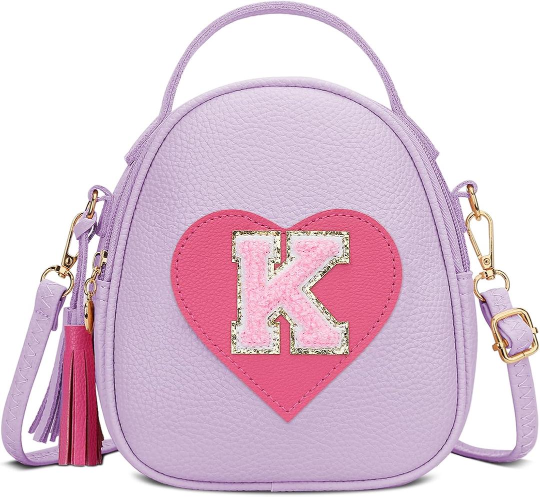 KKXIU Purse Gifts for Girls Cute Little Girl Crossbody Bag Heart Kids Small Backpack with Tassel (Purple-K)