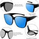 2 x FIMOSON Over Glasses Sunglasses for Men Women, Polarized UV400 Protection Fit Over Sunglasses for Driving (A01 Black Frame/ Blue Lens)