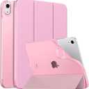 MoKo Case for New iPad (A16) 11th Generation 2025/ 10th Generation 2022, iPad 11 inch/ 10.9 inch Case with Soft TPU Translucent Frosted Back Cover, Auto Wake/Sleep, Support Touch ID, Flowers Pink