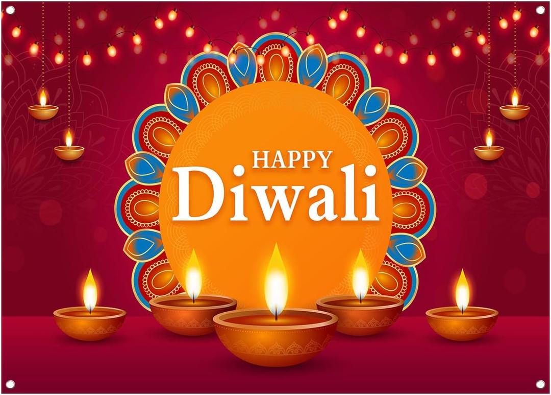 WOLADA Happy Diwali Backdrop Diwali Photography Background 70.8x47.2 Inches FW120