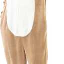 Snug Fit Unisex Adult Onesie Pajamas, Flannel Cosplay Animal One Piece Halloween Costume Sleepwear Homewear (Beige, XL)