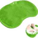 Shower Foot Scrubber Mat with Non-Slip Suction Cups, Back Exfoliating Bath Wash Pad and Massager for Deep Cleaning and Relaxation, Wall Mounted Foot Scrubber Cleaner for Men and Women,Green (Green-9.85 in*11.8 in)