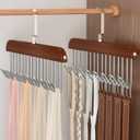 2 Pack Belt Hanger for Closet, Wooden Tie Racks Hanger with Upgraded 360Rotating, Space-Saving Belt Holders with 8 Hooks, Closet Storage for Tie,Tank Top,Bra, Scarf,Hat (Brown)