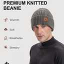 Beanie for Men Women, Winter Warm Hat with Fleece Lined, Thermal Kint Beanie Ski Cuffed Cap for Cold Weather (Lightgrey)