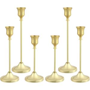 Candlestick Holders 6PCS, Metal Taper Candle Holder, Gold Candle Holders for Pillar Candles, Candle Holder for Halloween Decorations