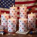 Tujoe 6 Pcs 4th of July Decorations Patriotic Memorial Day LED Candles Battery Operated Pillar Candles Patriotic Design Flameless Independence Day Lights for 250th Anniversary Holiday Decor