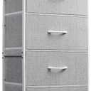 WLIVE 4 Drawers Dresser for Bedroom, Light Grey Fabric Clothes Storage Organizer Unit, Dresser for Hallway, Entryway, Closets, Sturdy Steel Frame, Wood Top