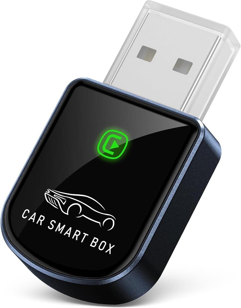 Wireless Carplay Adapter for iPhone Latest Upgrade, Tiny Bluetooth Dongle Convert Wired to Wireless for Apple Car Play Plug & Play, Zero-Lag Auto-Connect GPS Works With 2016+ Cars (Jet Black)